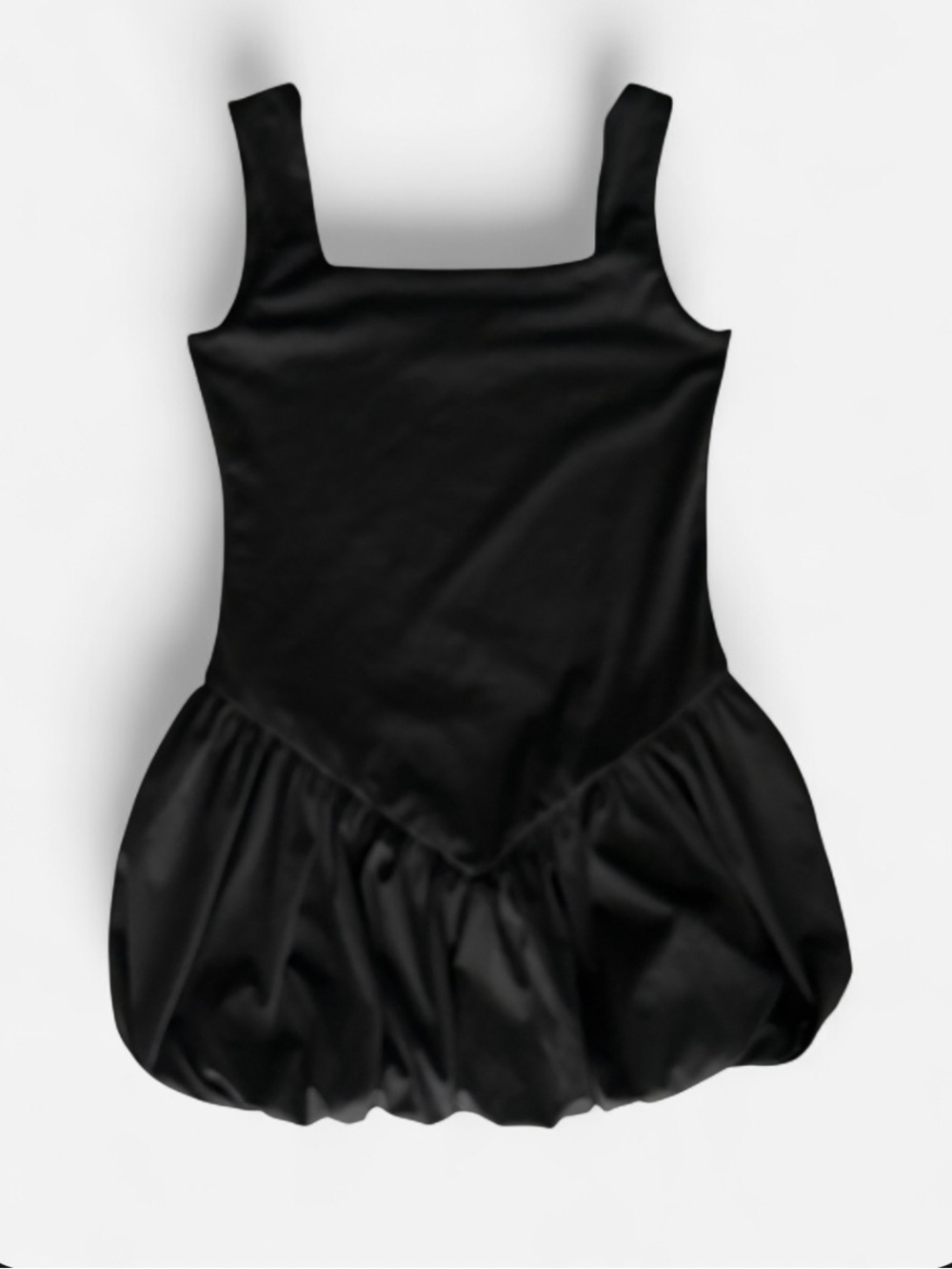 Grand Street Studios Black Satin Bubble Hem Tank Dress Flirty Sexy Dress Sz XL